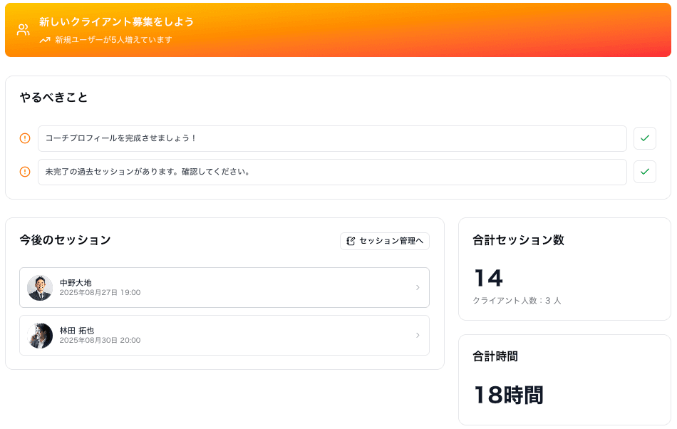 ダッシュボード上部